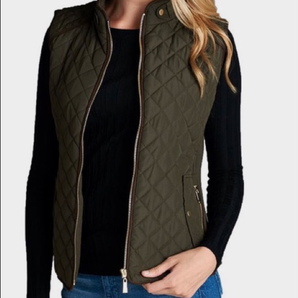 Olive Green Quilted Vest